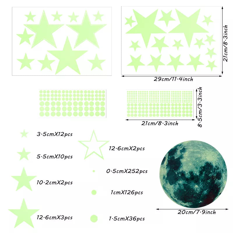 Moon Star Glow  Stickers